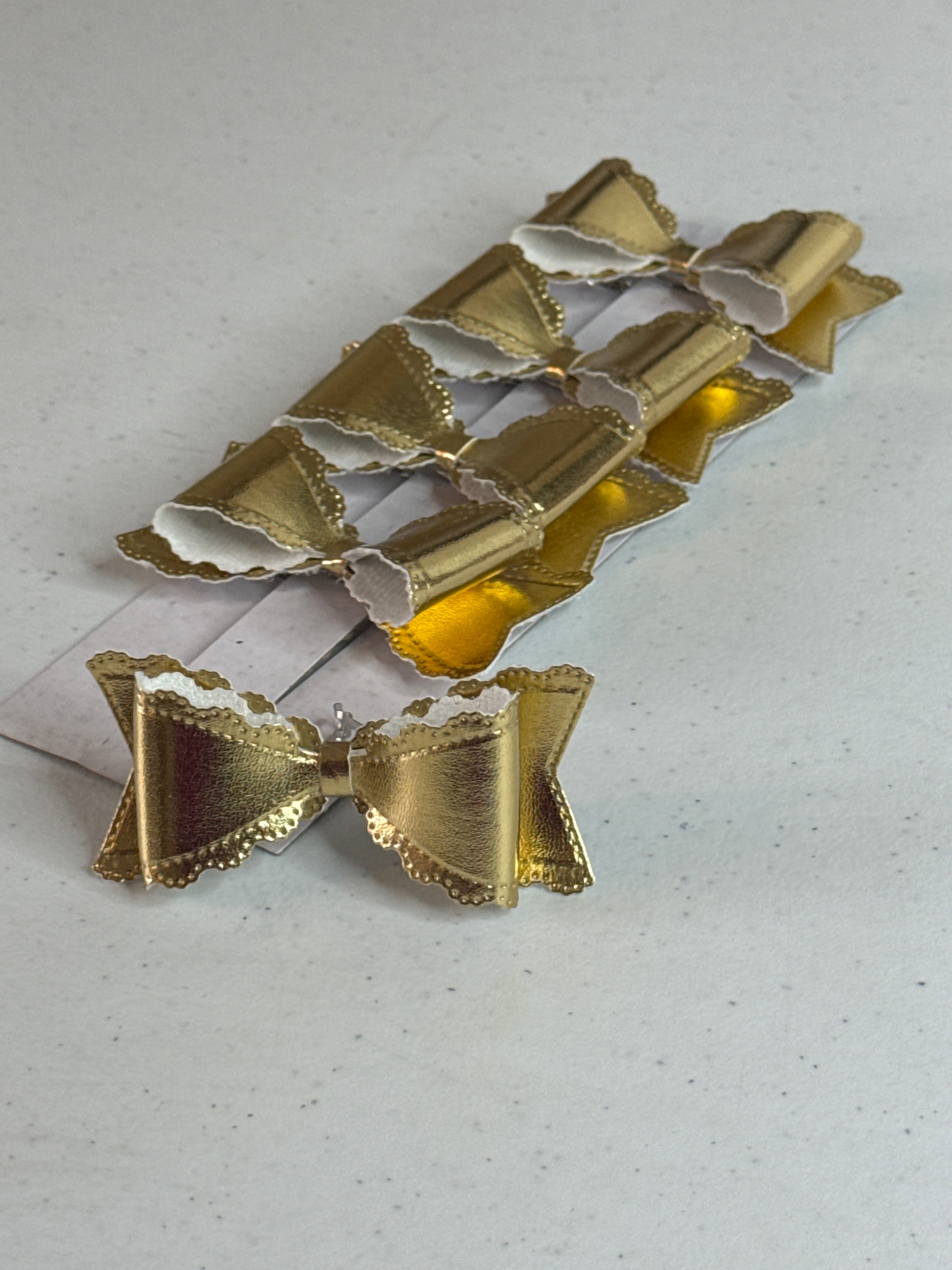 Gold Faux Leather Bow